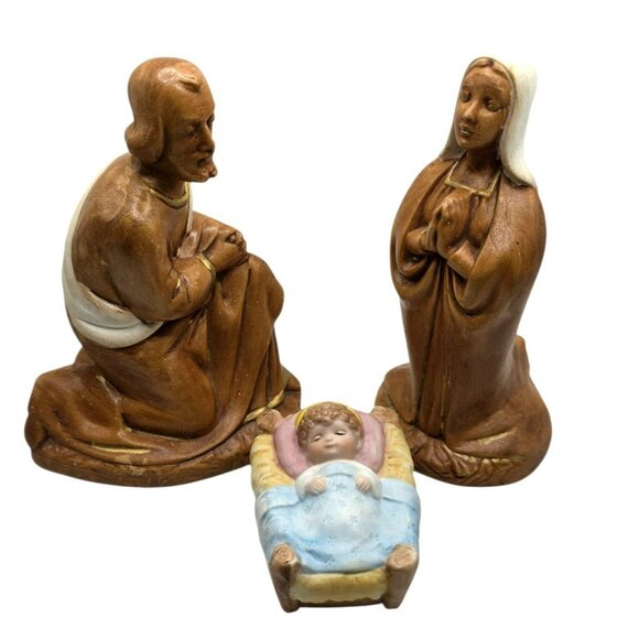 Vintage Holland Mold Nativity Mary Joseph Homco Baby Jesus Hand-Painted Ceramic - Picture 13 of 13